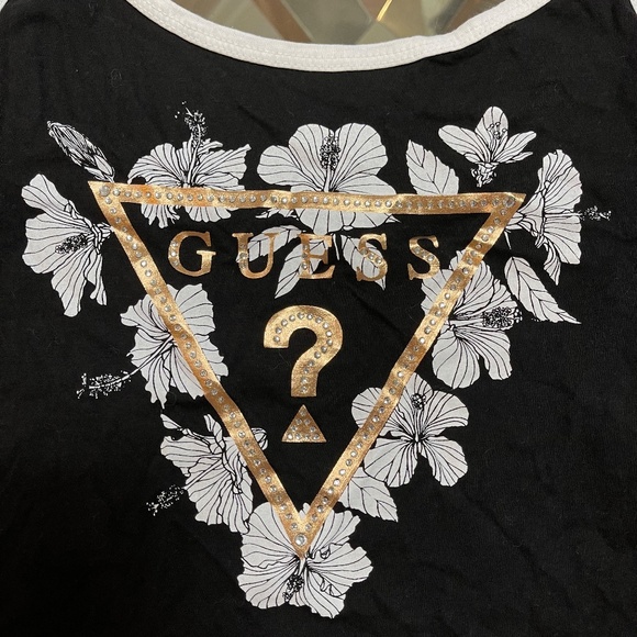 GUESS crop tank top, Size S/M, Black White Gold - Picture 2 of 4